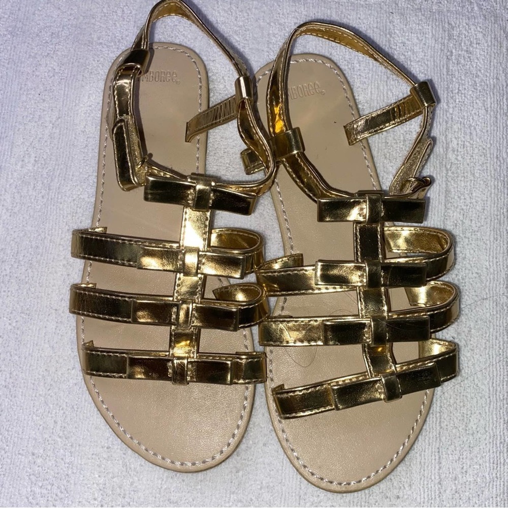 Gymboree Gold Sandals Girls Size 13 Bow Sandals Strappy *
